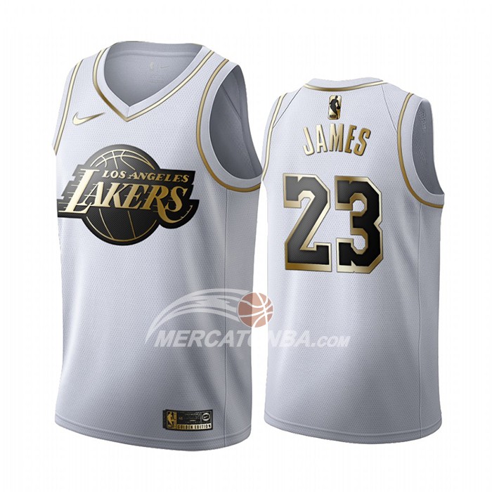 Maglia Golden Edition Los Angeles Lakers Lebron James Bianco
